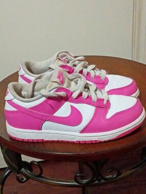Nike Dunk Low Shoes Youth Size 1Y Pink White Basketball Sneakers FB9108-102